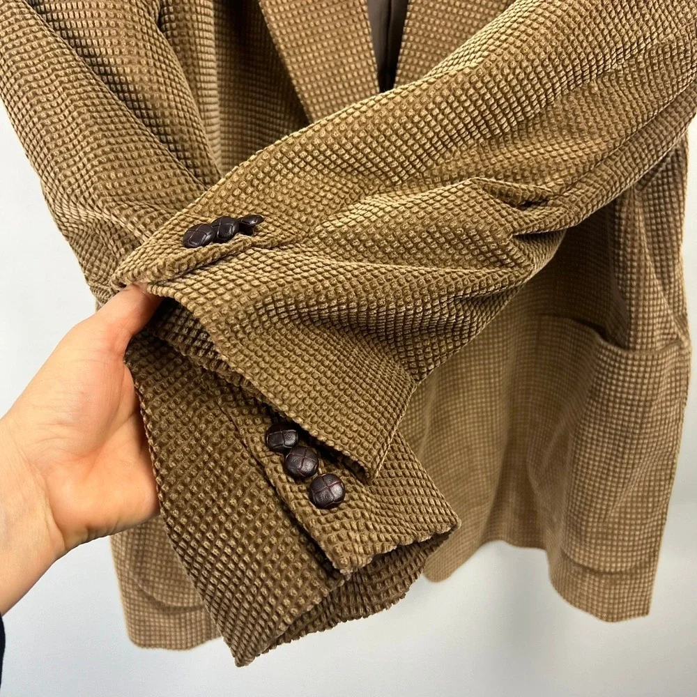 New Members Only Mens Brown Waffle Textured‎ Corduroy Blazer Jacket sz 48 Preppy